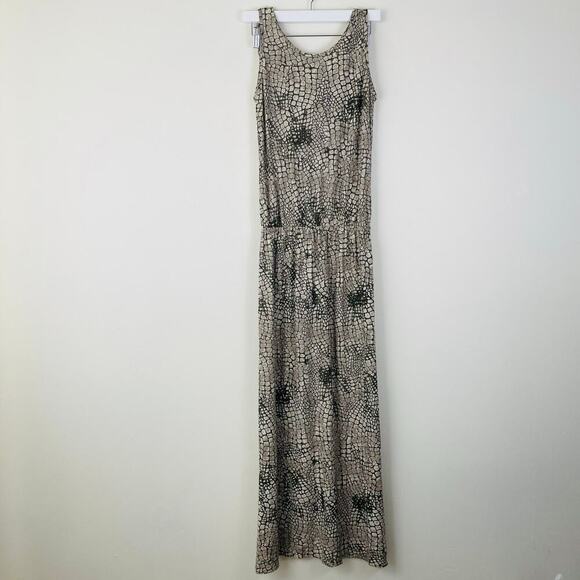 Ahimsa Women’s Snake Print Scoop Neck Backless Maxi Dress with Slit Size Medium - Picture 2 of 9